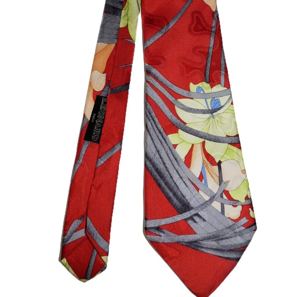 Leonard Paris floral silk tie